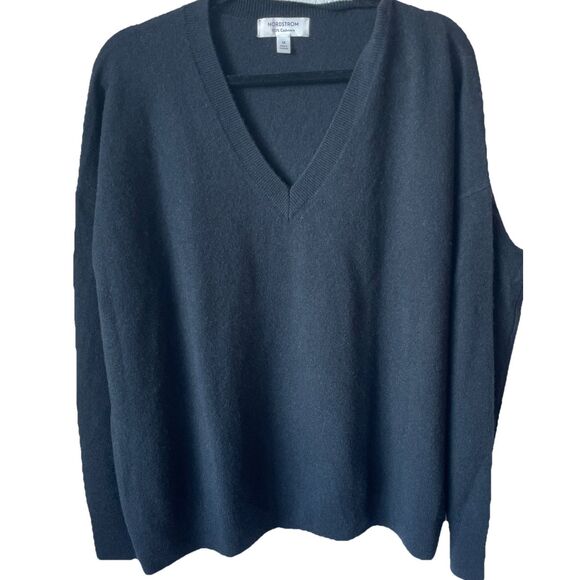 New Nordstrom V Neck 100% Cashmere Sweater Black Plus New Size 1X - Picture 4 of 5